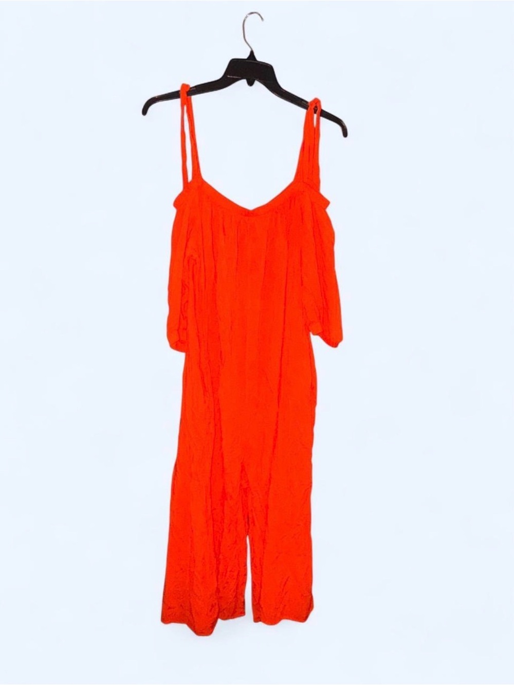 Bright Orange Cold-Shoulder Jumpsuit with Spaghetti Straps